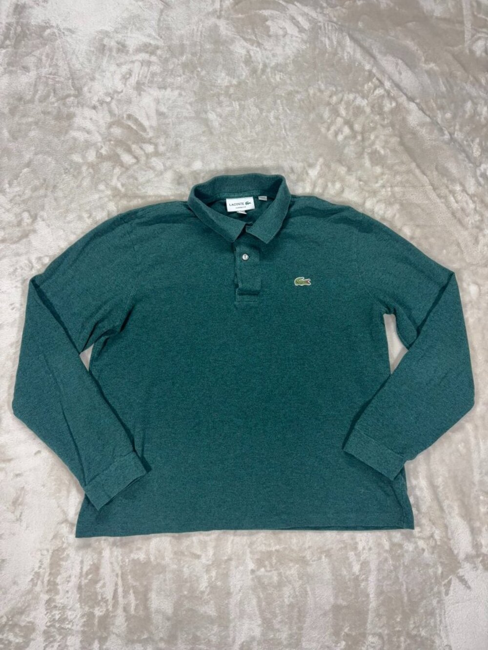 Lacoste Men's Polo Shirt Long Sleeve Cotton Classic Fit Green - Size Medium